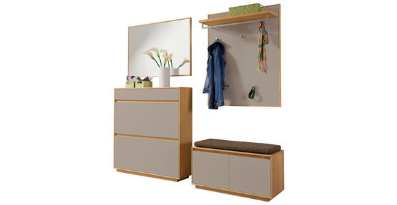 GARDEROBE 5-teilig  in 200/195/40 cm  - Sandfarben/Hellbraun, Basics, Glas/Holz (200/195/40cm) - Novel