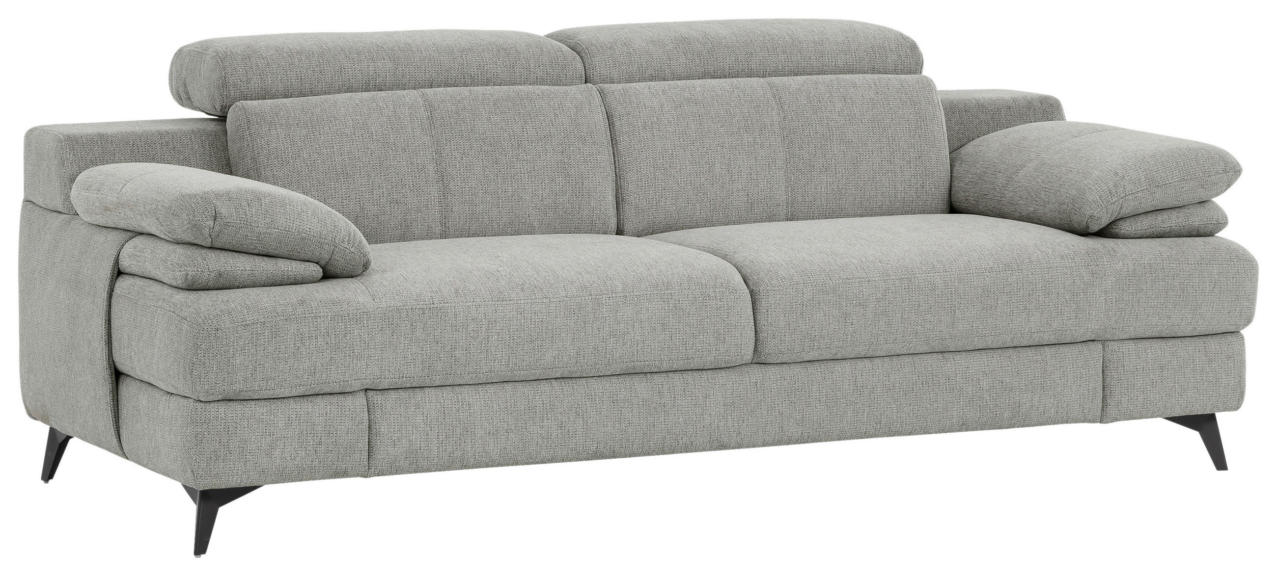 2-SITZER-SOFA Chenille Beige  - Beige/Schwarz, Design, Textil/Metall (205/80-98/104cm) - Livetastic