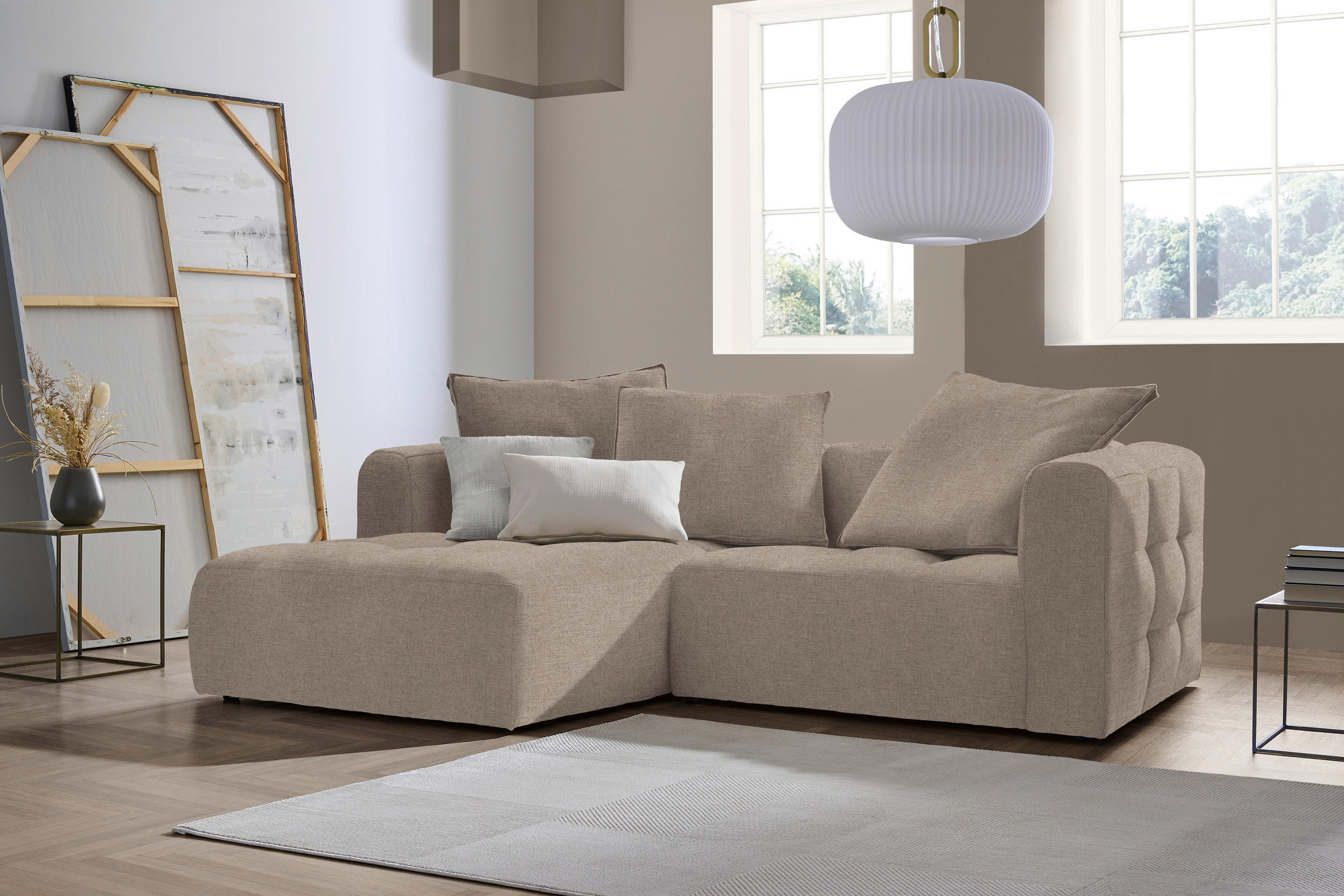 ECKSOFA in Flachgewebe Braun  - Schwarz/Braun, Modern, Kunststoff/Textil (173/240cm) - Stylife