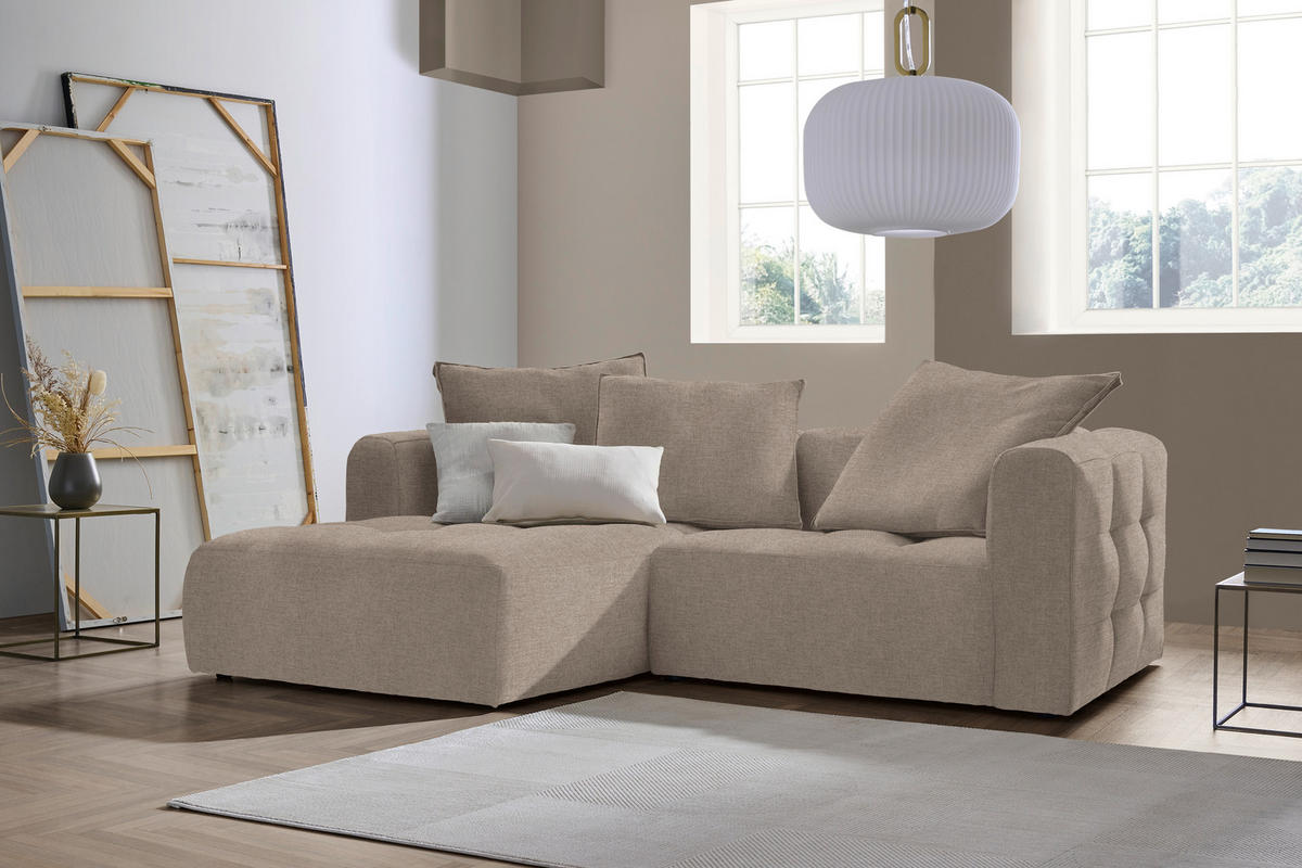 ECKSOFA MOSSO Braun Flachgewebe  - Schwarz/Braun, MODERN, Kunststoff/Textil (173/240cm) - Stylife
