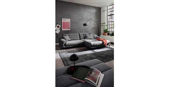 HOCKERBANK 90/83/125 cm Cord Dunkelgrau Metall - Dunkelgrau/Schwarz, Design, Textil/Metall (90/83/125cm) - Dieter Knoll