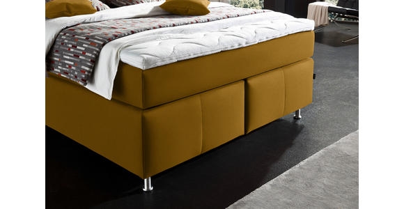 BOXSPRINGBETT 140/200 cm  in Currygelb  - Currygelb/Alufarben, KONVENTIONELL, Textil/Metall (140/200cm) - Dieter Knoll