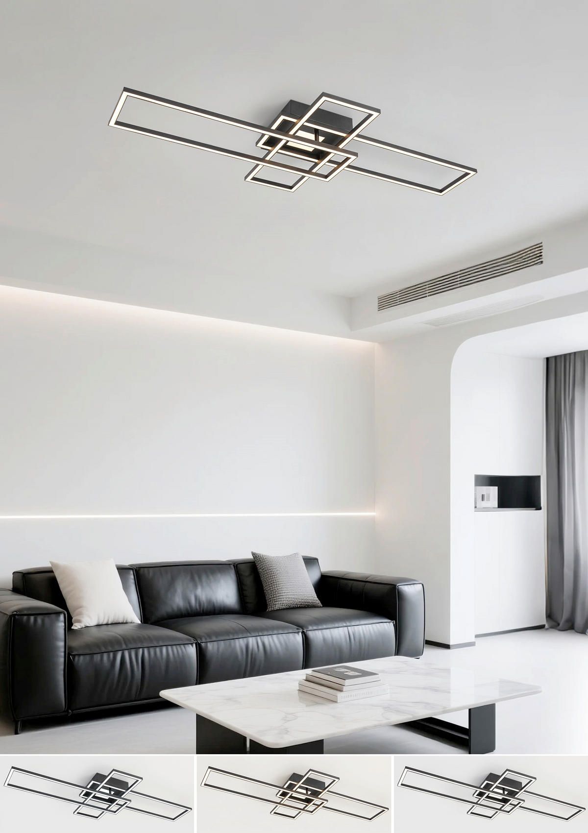 Plafonieră Cu Led 50 W    98/51/9 cm  - alb/negru, Trend, plastic/metal (98/51/9cm) - Novel