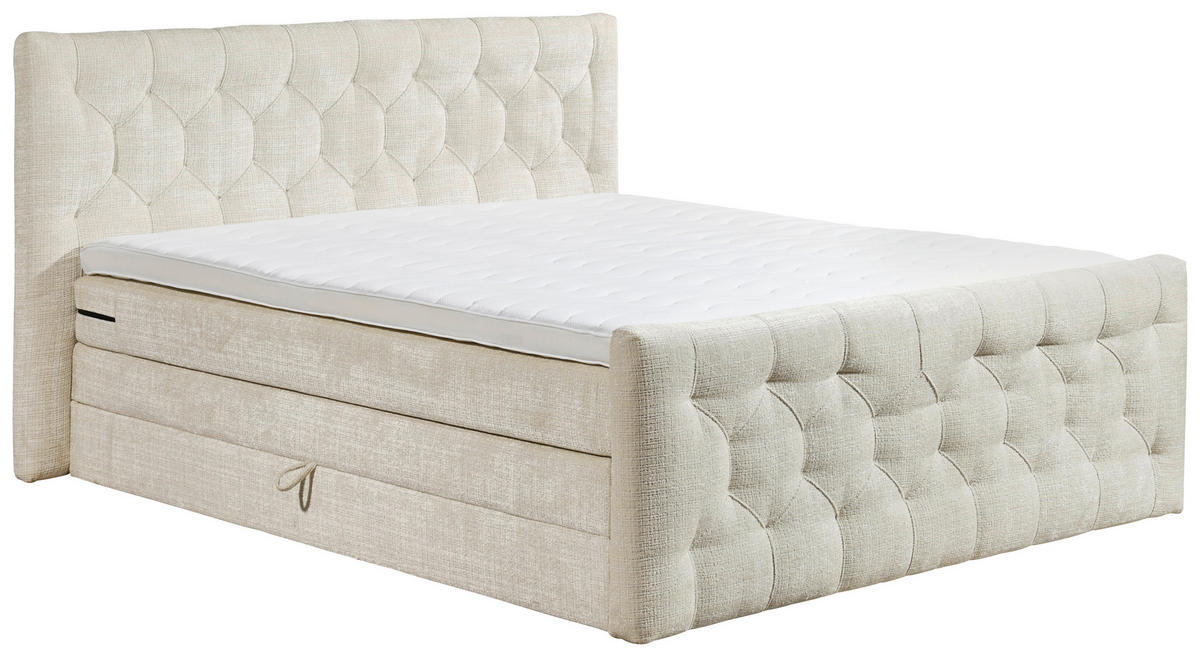 BOXSPRINGBETT 180/200 cm  in Creme  - Creme, Modern, Holzwerkstoff/Kunststoff (180/200cm) - MID.YOU
