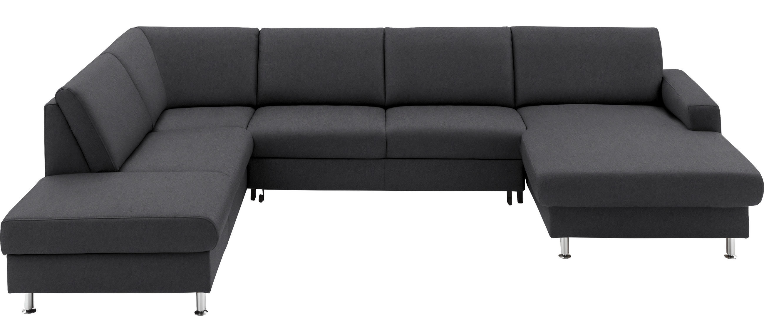 WOHNLANDSCHAFT in Echtleder Anthrazit  - Anthrazit/Alufarben, Design, Leder/Metall (233/339/165cm) - Beldomo Premium
