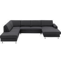 WOHNLANDSCHAFT in Echtleder Anthrazit  - Anthrazit/Alufarben, Design, Leder/Metall (233/339/165cm) - Beldomo Premium