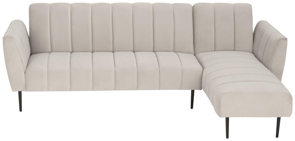 ECKSOFA Creme Samt  - Creme/Schwarz, MODERN, Textil/Metall (253/87/169cm) - P & B