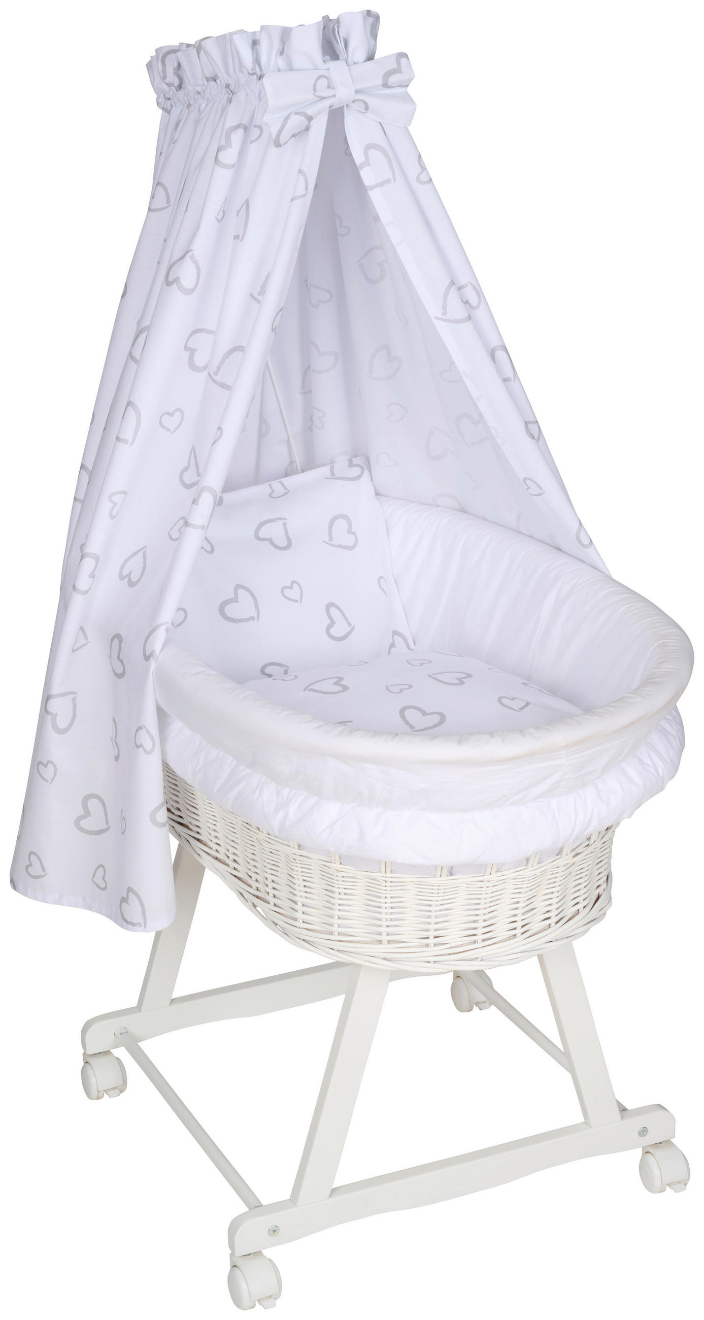 STUBENWAGEN-KOMPLETTSET  91/60/73 cm  - Weiß/Grau, Basics, Holz/Textil (91/60/73cm) - My Baby Lou