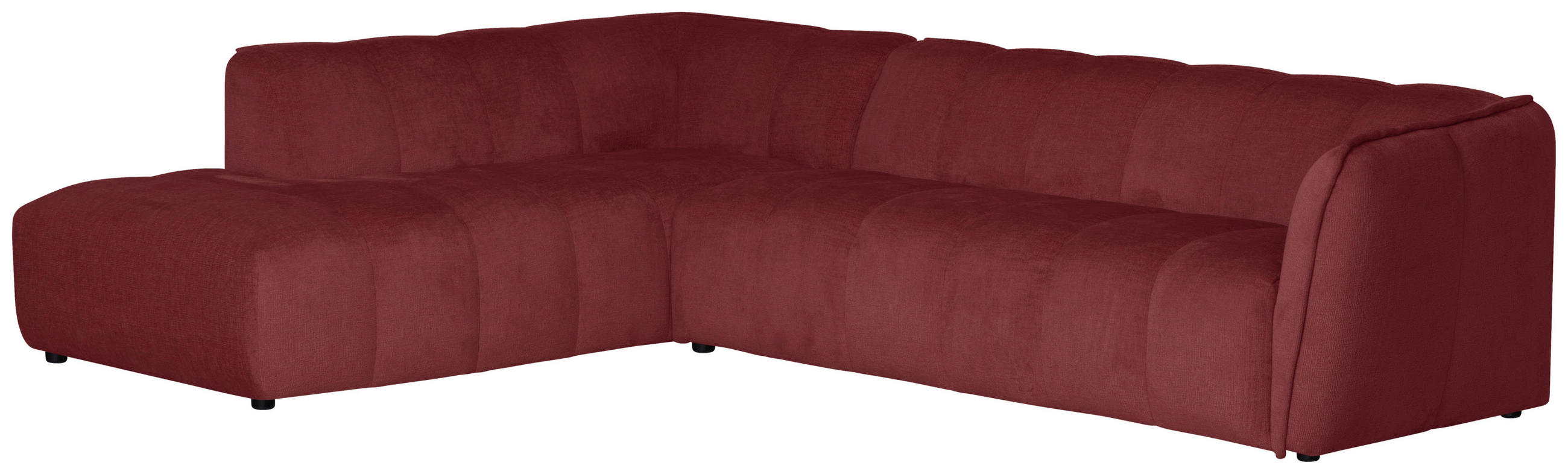 ECKSOFA LIVOLI in Chenille Bordeaux  218/290 cm  - Bordeaux/Schwarz, Design, Textil (218/290cm) - MID.YOU