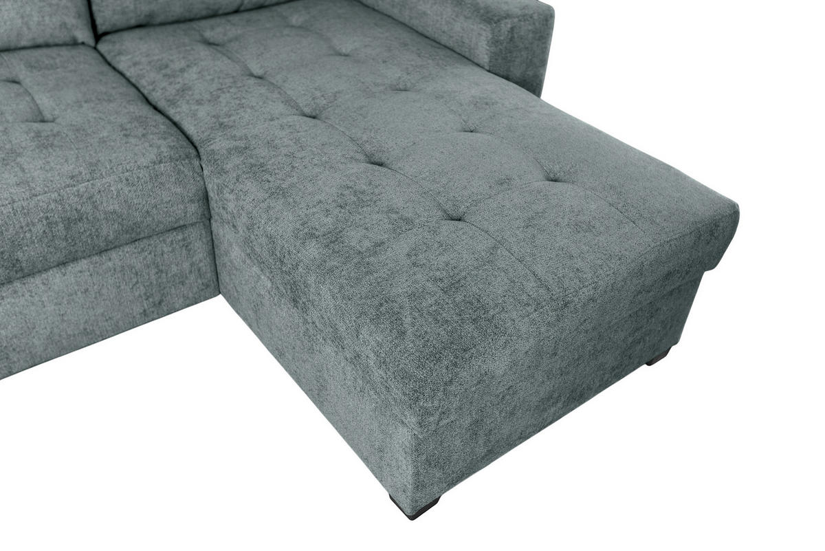 WOHNLANDSCHAFT VALERI Dunkelgrau Chenille  - Dunkelgrau/Schwarz, Design, Kunststoff/Textil (208/305/157cm) - MID.YOU