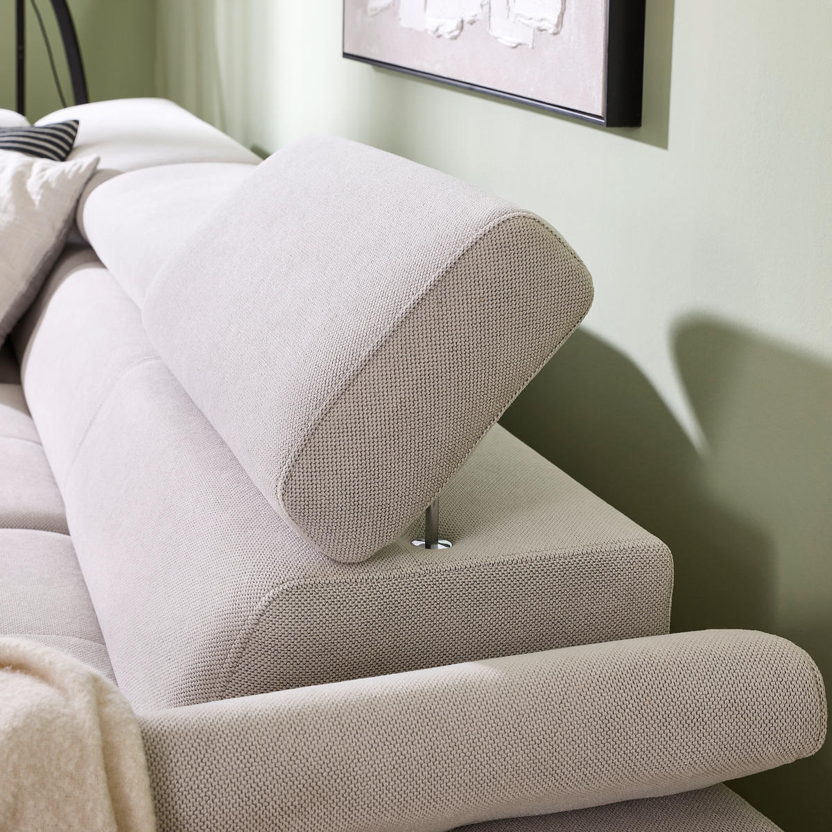 ECKSOFA inkl. Funktion COMBO Beige Flachgewebe  - Beige/Schwarz, Design, Textil/Metall (206/266cm) - Stylife