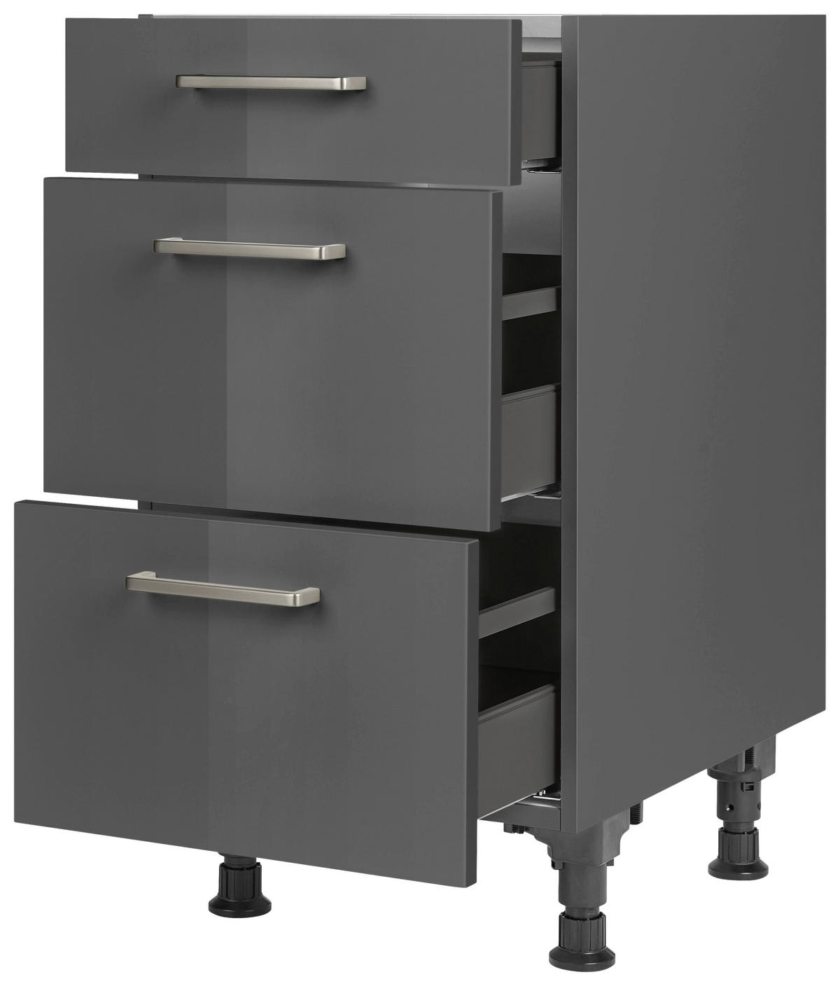 SCHUBKASTENUNTERSCHRANK 45/87/56 cm  in Schieferfarben  - Schieferfarben/Edelstahlfarben, MODERN, Holzwerkstoff/Metall (45/87/56cm) - Nobilia