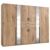 GARDEROB 270/208/58 cm 8-dörrar - aluminiumfärg/ek planka, Klassisk, trämaterial/glas (270/208/58cm) - Carryhome