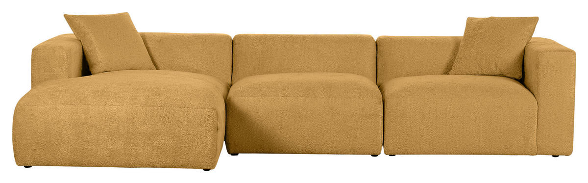 ECKSOFA Senfgelb Chenille  - Senfgelb/Creme, MODERN, Kunststoff/Textil (178/323cm) - Carryhome