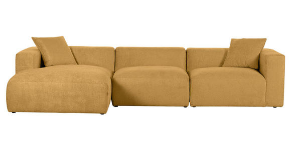 ECKSOFA  in Chenille Senfgelb  178/323 cm  - Senfgelb/Schwarz, MODERN, Kunststoff/Textil (178/323cm) - Carryhome