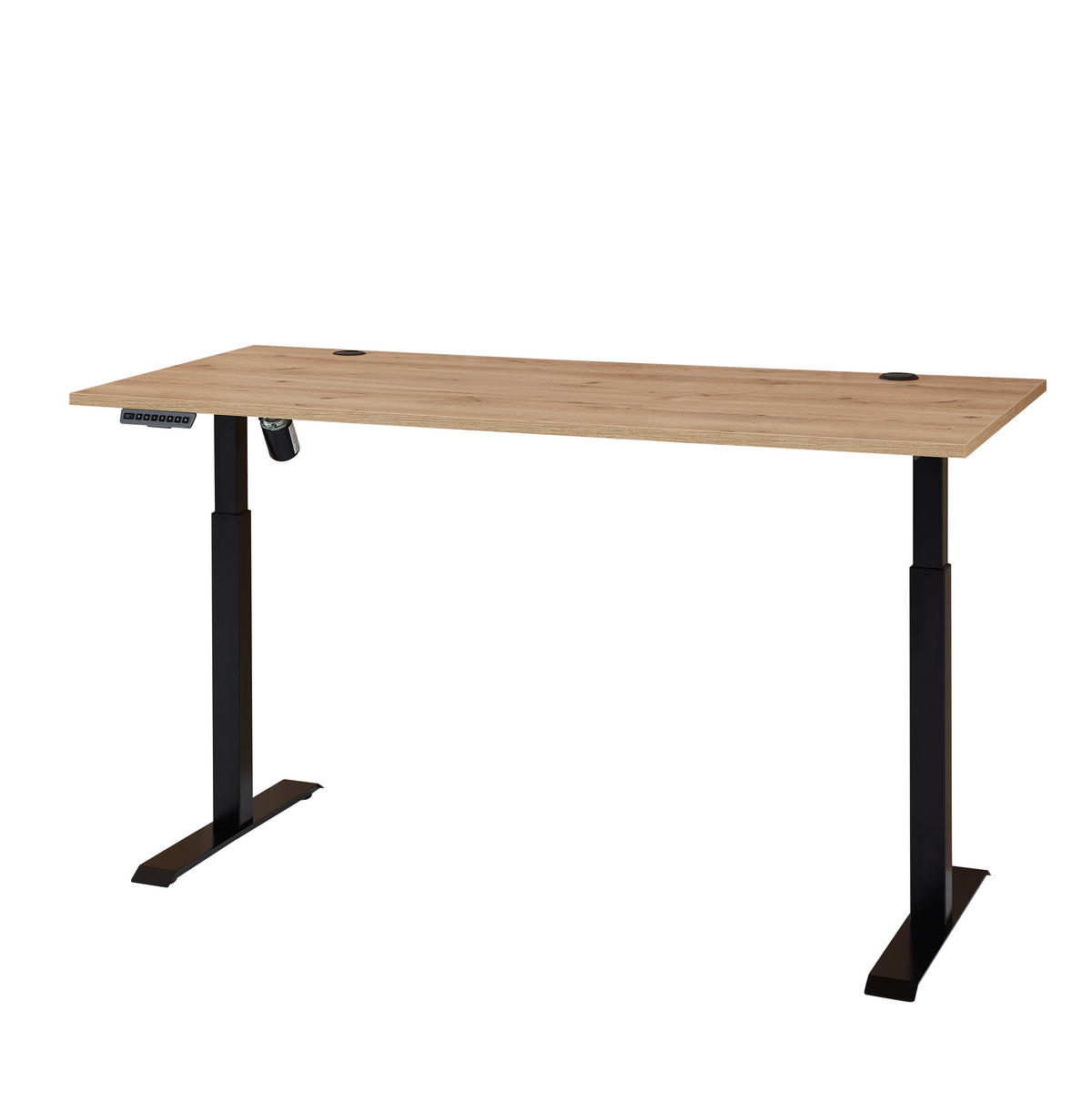 SCHREIBTISCH 160/77/72-120 cm  in Eiche Artisan  - Schwarz/Eiche Artisan, Modern, Holzwerkstoff/Metall (160/77/72-120cm) - MID.YOU