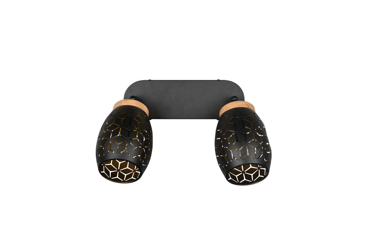 DECKENSTRAHLER 28/27/12 cm   - Goldfarben/Schwarz, Trend, Holz/Metall (28/27/12cm)