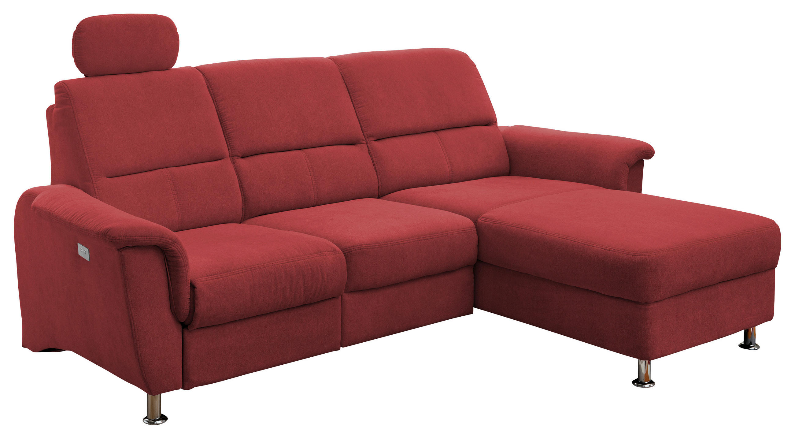 ECKSOFA  in Mikrofaser Rot  231/165 cm  - Chromfarben/Rot, MODERN, Textil/Metall (231/165cm) - Livetastic