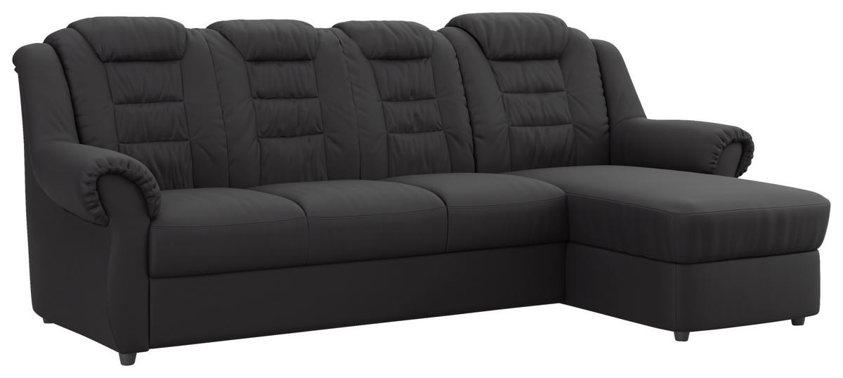 ECKSOFA in Lederlook Schwarz  - Schwarz, Konventionell, Kunststoff/Textil (262/165cm) - Livetastic