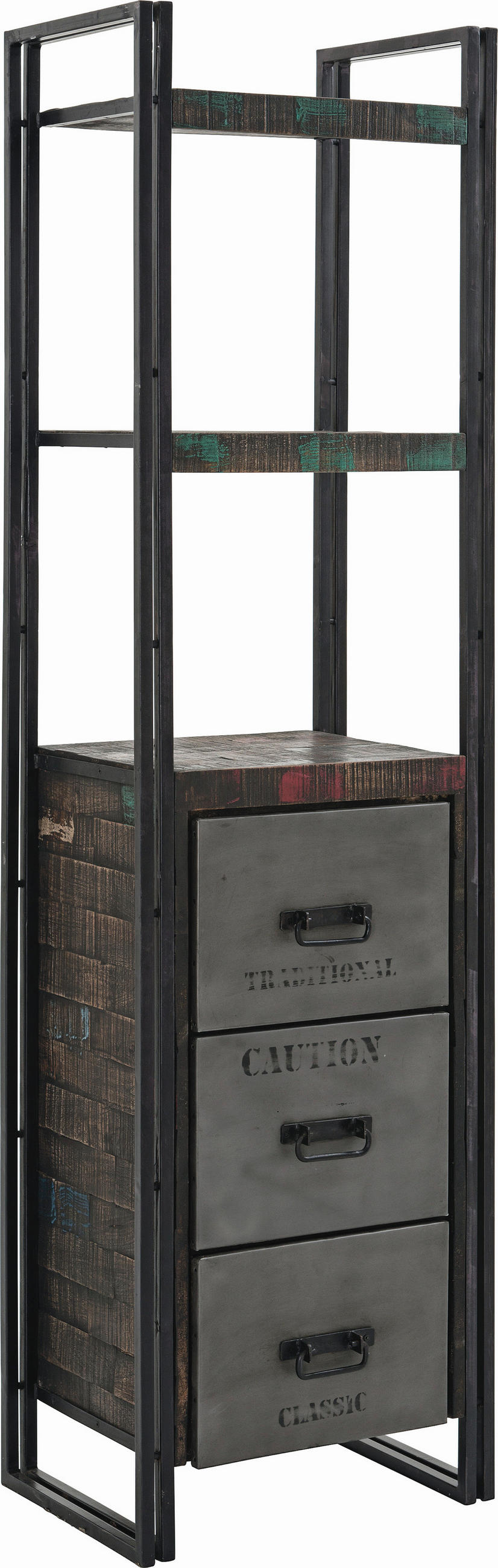 REGAL Mangoholz massiv Braun  - Braun, Design, Holz/Metall (55/200/40cm)
