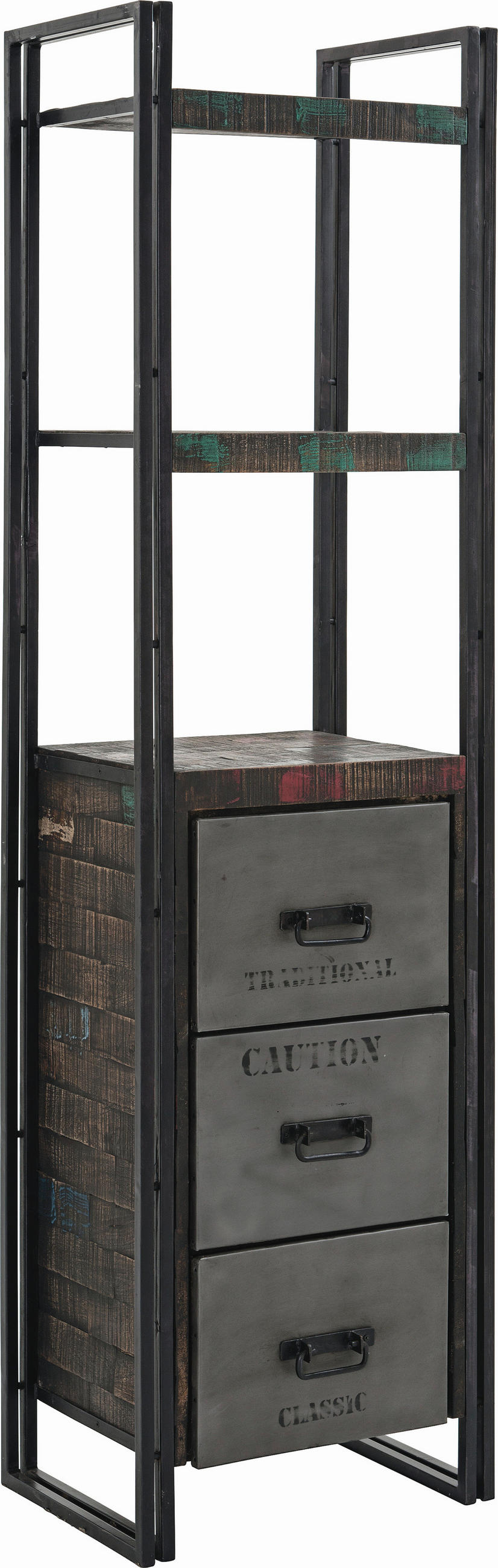 REGAL Mangoholz massiv Braun  - Braun, Design, Holz/Metall (55/200/40cm)