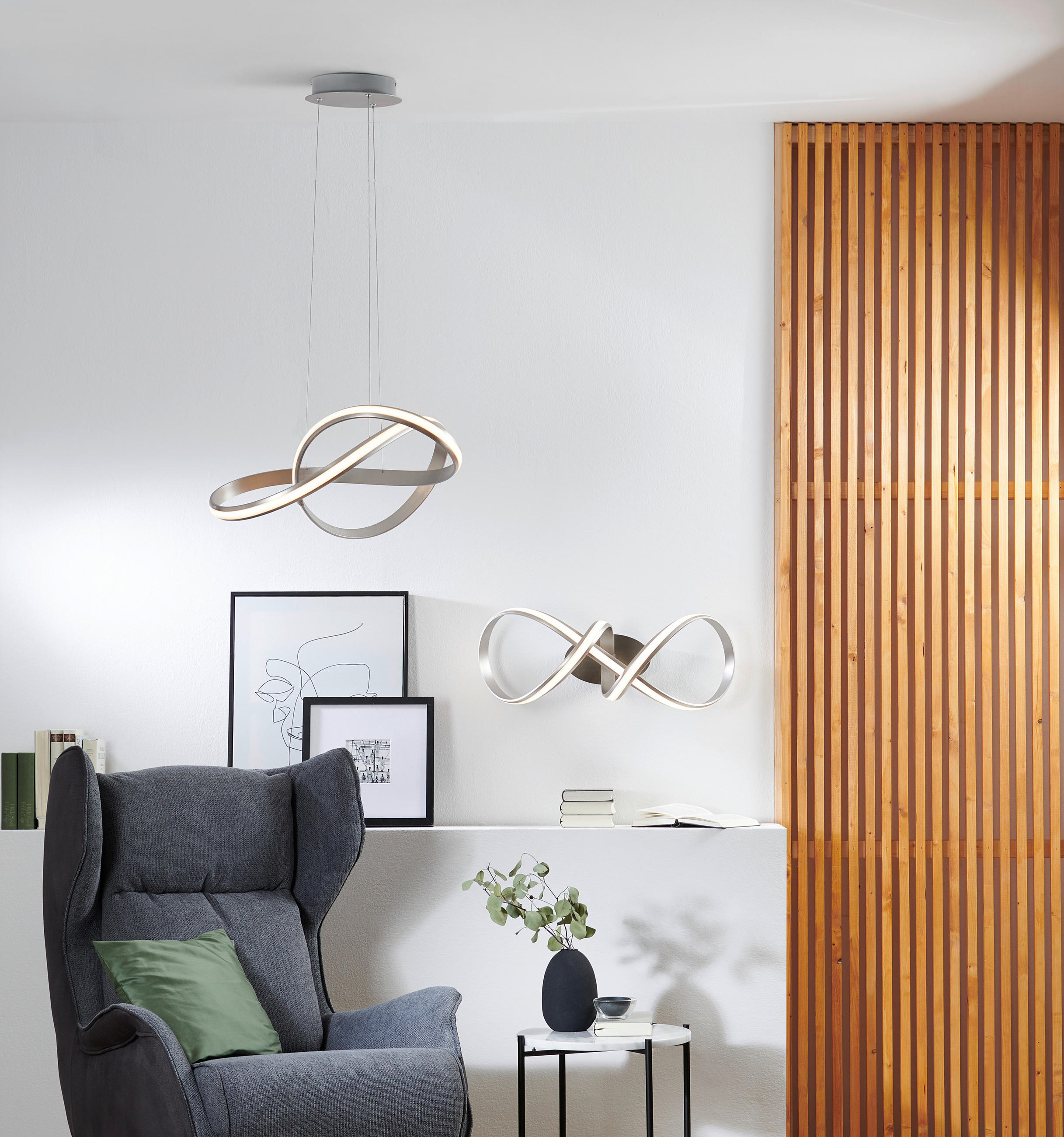 LAMPĂ SUSPENDATĂ CU LED 57/57/120 cm  - argintiu, Design, plastic/metal (57/57/120cm)