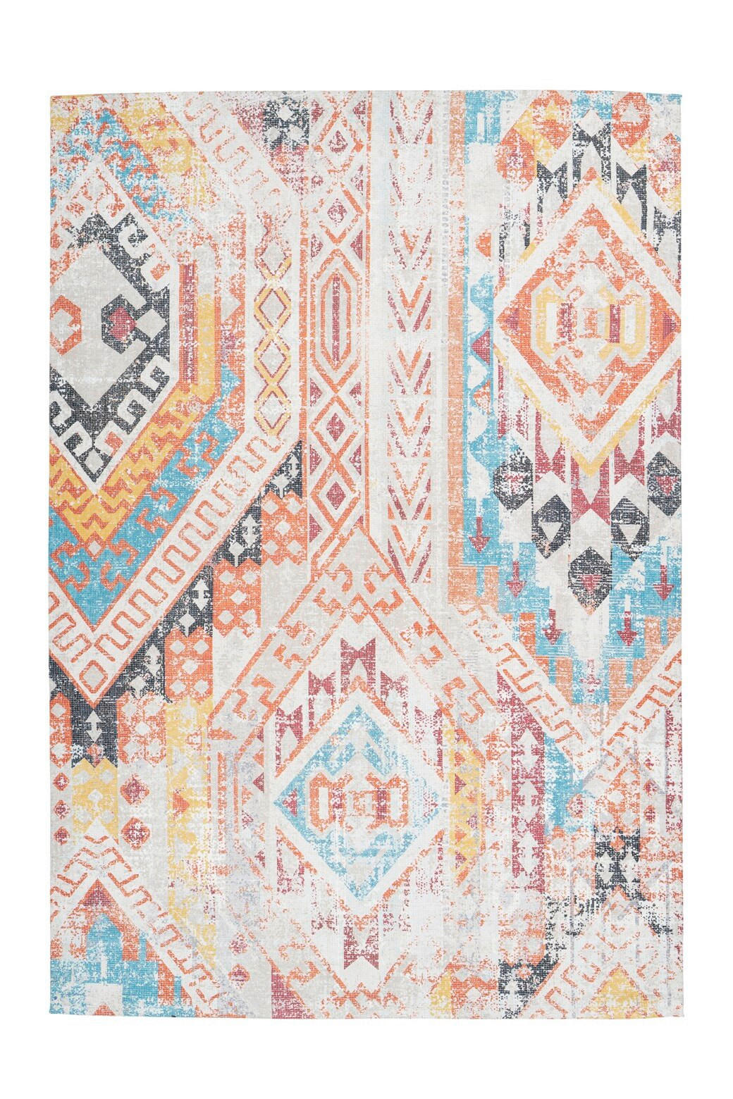 Kayoom Flachwebeteppich Indiana 200 Multi / Orange Mehrfarbig, Orange 80x150 cm