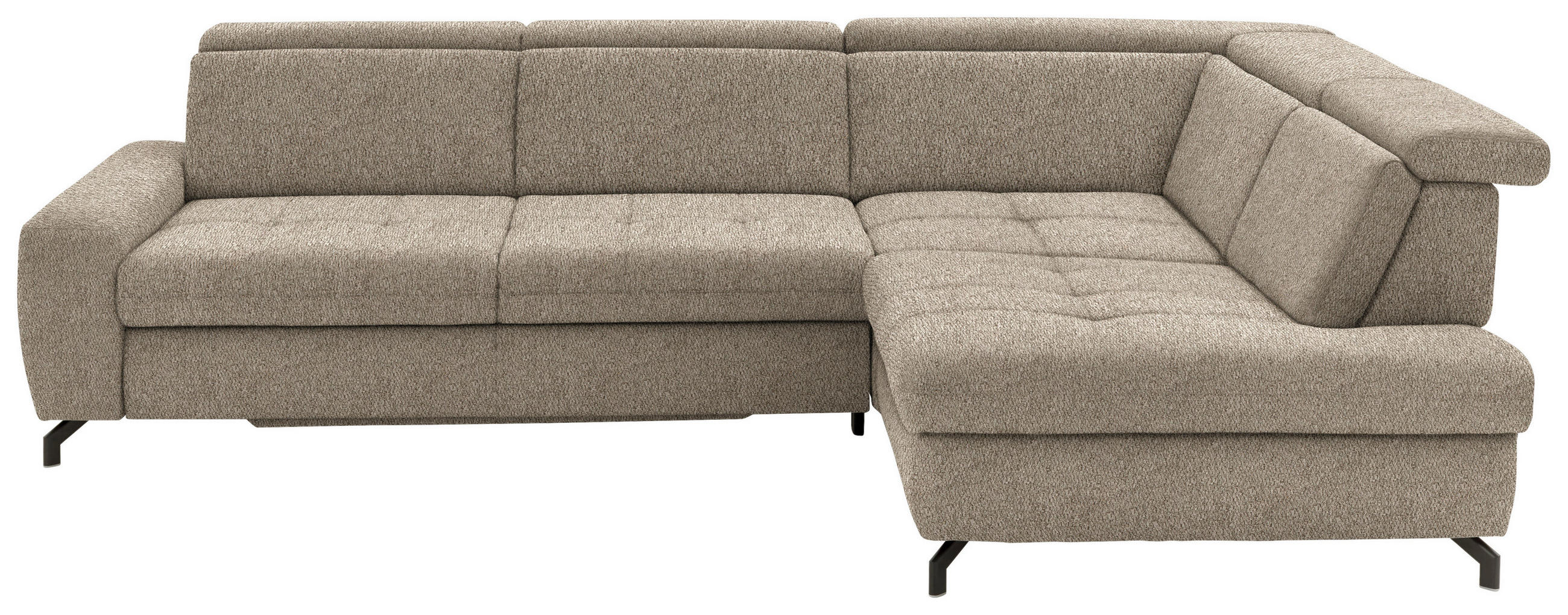 ECKSOFA in Chenille Hellbraun  - Hellbraun/Schwarz, Design, Textil/Metall (310/220cm) - Beldomo Style