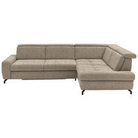 ECKSOFA in Chenille Hellbraun  - Hellbraun/Schwarz, Design, Textil/Metall (310/220cm) - Beldomo Style