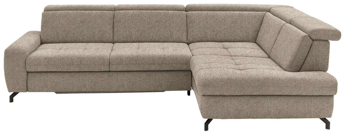 ECKSOFA in Chenille Hellbraun  - Hellbraun/Schwarz, Design, Textil/Metall (310/220cm) - Beldomo Style