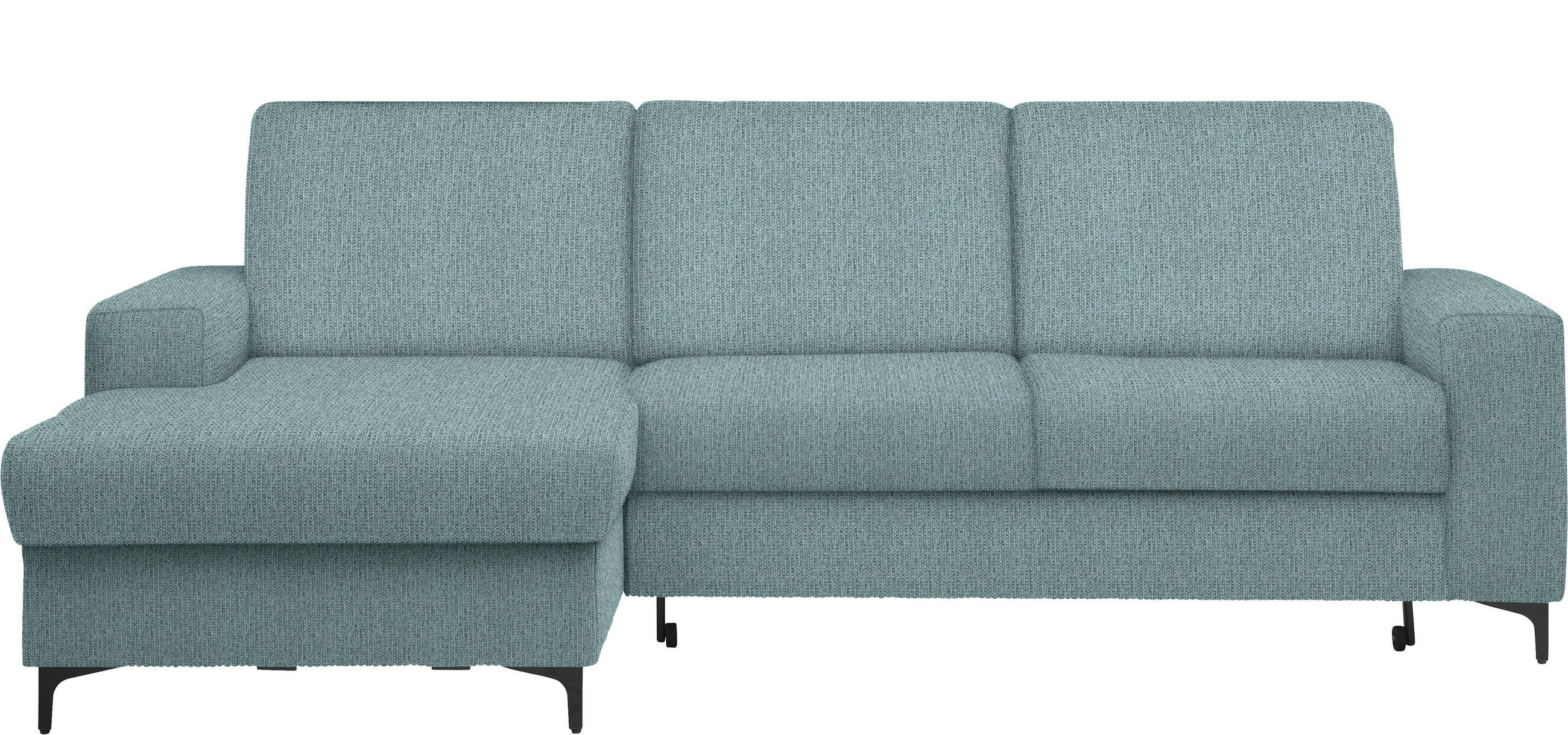 ECKSOFA in Webstoff Mintgrün  - Schwarz/Mintgrün, Konventionell, Textil/Metall (167/247cm) - Stylife