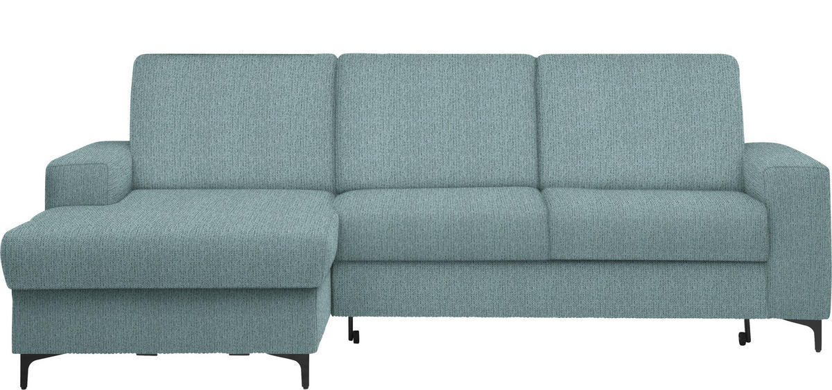 ECKSOFA in Webstoff Mintgrün  - Schwarz/Mintgrün, Konventionell, Textil/Metall (167/247cm) - Stylife