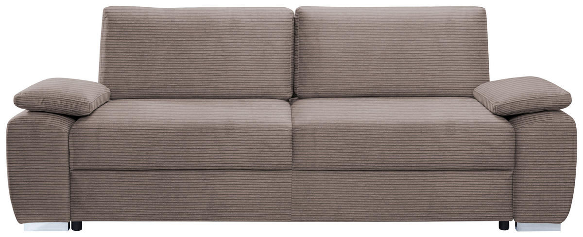 SCHLAFSOFA in Cord Cappuccino  - Chromfarben/Cappuccino, Design, Kunststoff/Textil (258/100/148cm) - Stylife