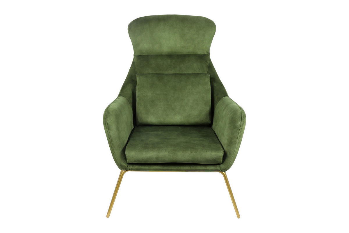 SESSEL in Samt, Velours Grün  - Messingfarben/Grün, MODERN, Textil/Metall (73/102/80cm) - Livetastic
