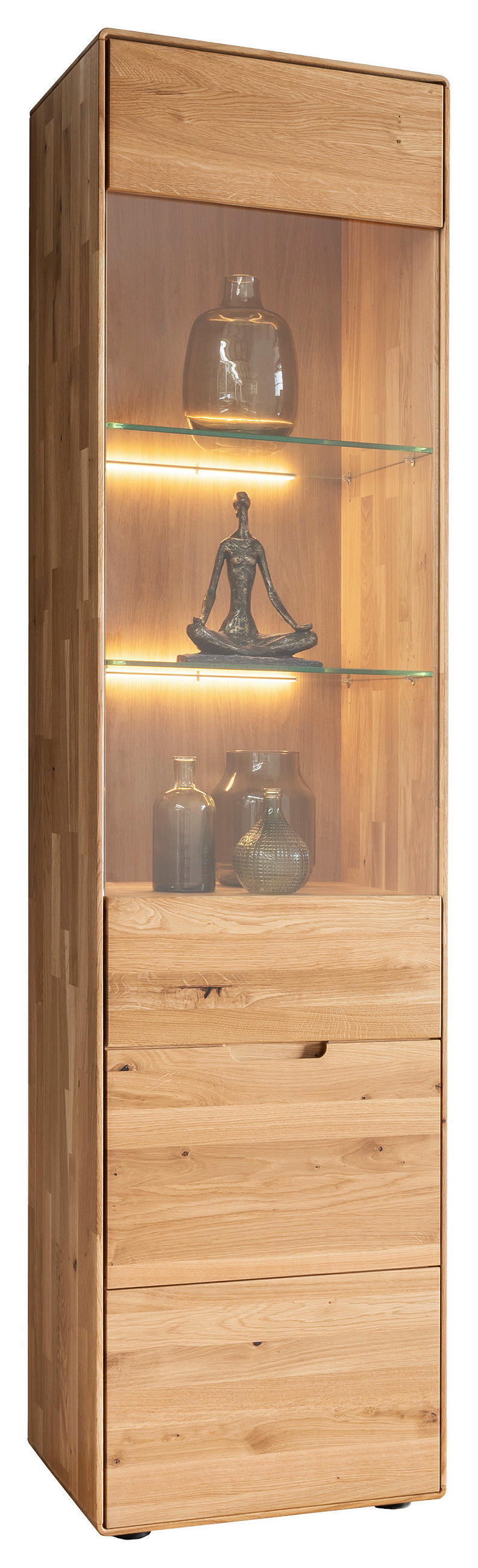 VITRINE in massiv Wildeiche Wildeiche  - Wildeiche, KONVENTIONELL, Glas/Holz (51/200/40cm) - Linea Natura