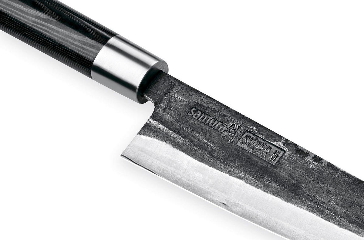 NOŽ SANTOKU  SUPER 5        32,5 cm    jeklo - srebrne barve/črna, Basics, kovina/leseni material (32,5cm) - Samura