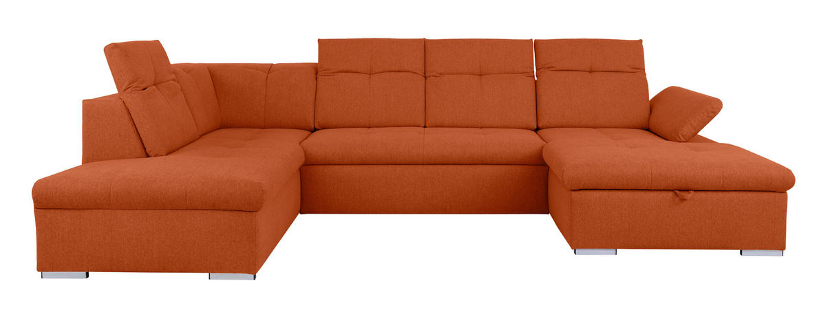 WOHNLANDSCHAFT Terracotta  - Terracotta/Grau, Design, Textil/Metall (173/328/215cm) - MID.YOU