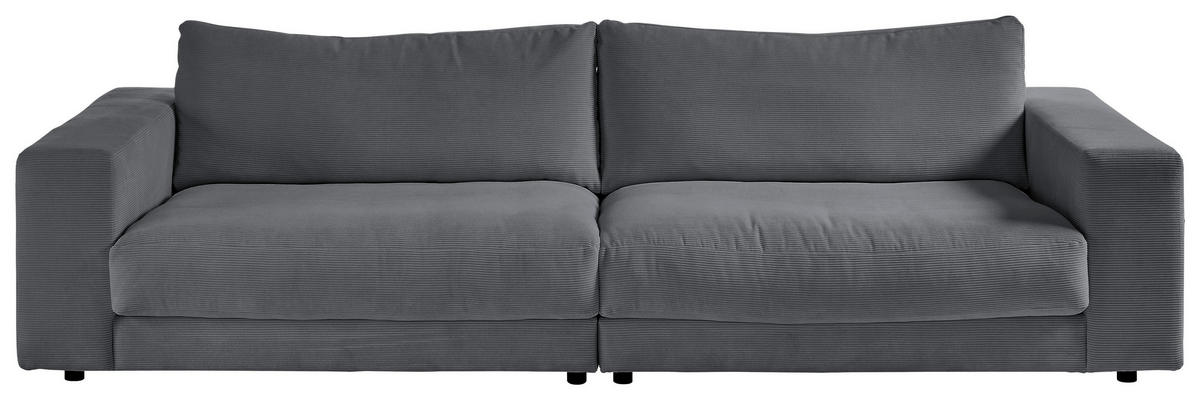 3-SITZER-SOFA in Feincord Anthrazit  - Anthrazit/Schwarz, Design, Kunststoff/Textil (290/86/127cm) - Lomoco