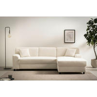 ECKSCHLAFSOFA  CAPRI 2 Creme Mikrofaser  - Creme/Schwarz, Basics, Kunststoff/Textil (241/146cm) - MID.YOU