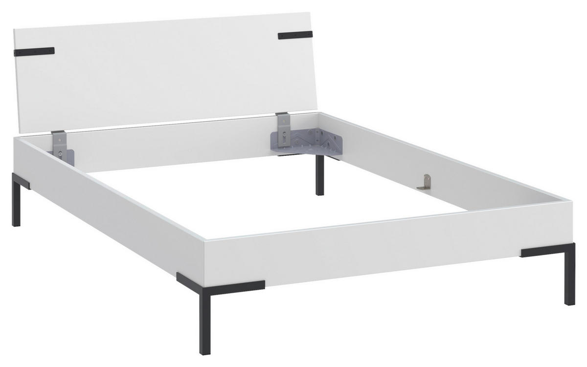 BETT 140/200 cm  in Weiß  - Schwarz/Weiß, Design, Holzwerkstoff/Metall (140/200cm) - Xora