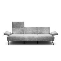 3-SITZER-SOFA in Samt Hellgrau  - Hellgrau/Schwarz, Design, Textil/Metall (234-264/85/86-94cm) - SENSOO