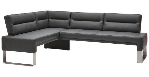 ECKBANK 171/236 cm in Graphitfarben, Edelstahlfarben - Edelstahlfarben/Dunkelgrau, Design, Leder/Metall (171/236cm) - Dieter Knoll