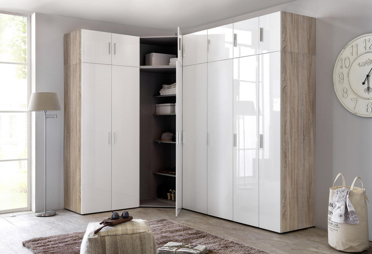 SKŘÍŇ NA ODĚV, bílá, barvy dubu, 120/185/54 cm - bílá/barvy dubu, Design, kompozitní dřevo/plast (120/185/54cm) - Xora