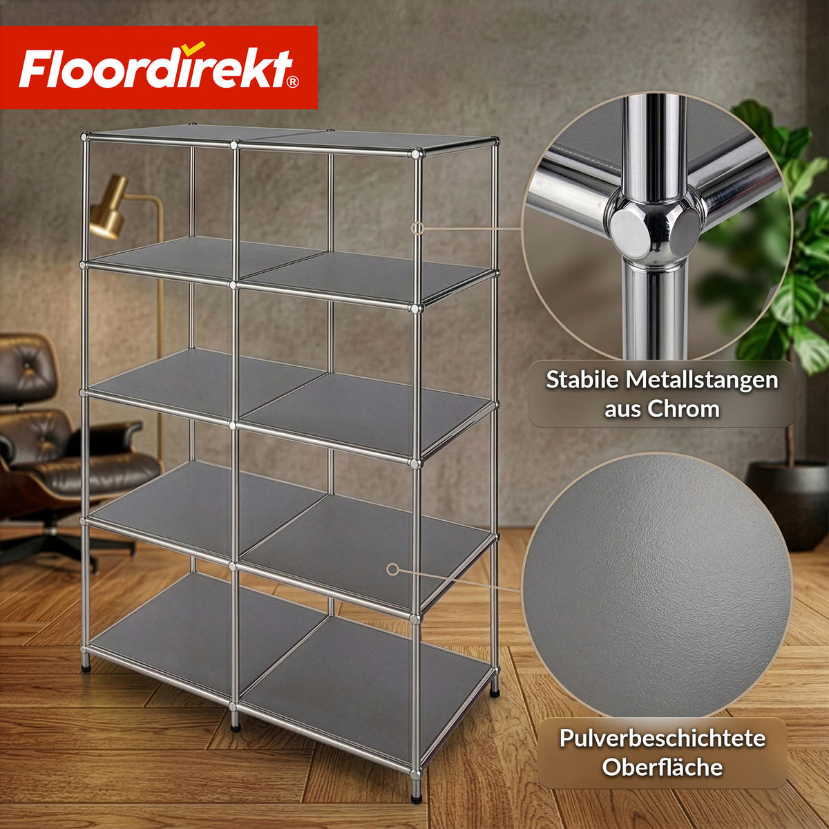 STANDREGAL Grau  - Grau, Basics, Metall (78/118/40cm) - Floordirekt