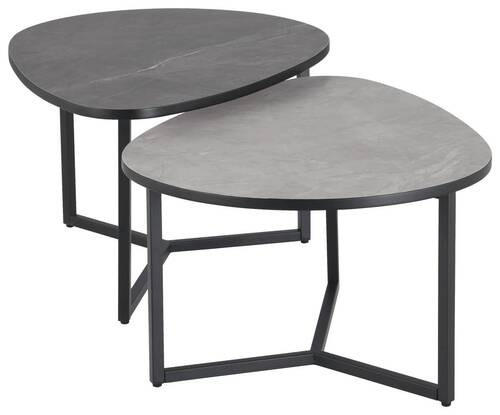 COUCHTISCHSET oval Hellgrau, Dunkelgrau  - Dunkelgrau/Hellgrau, Design, Holzwerkstoff/Metall (83/40/36,5/59cm) - MID.YOU