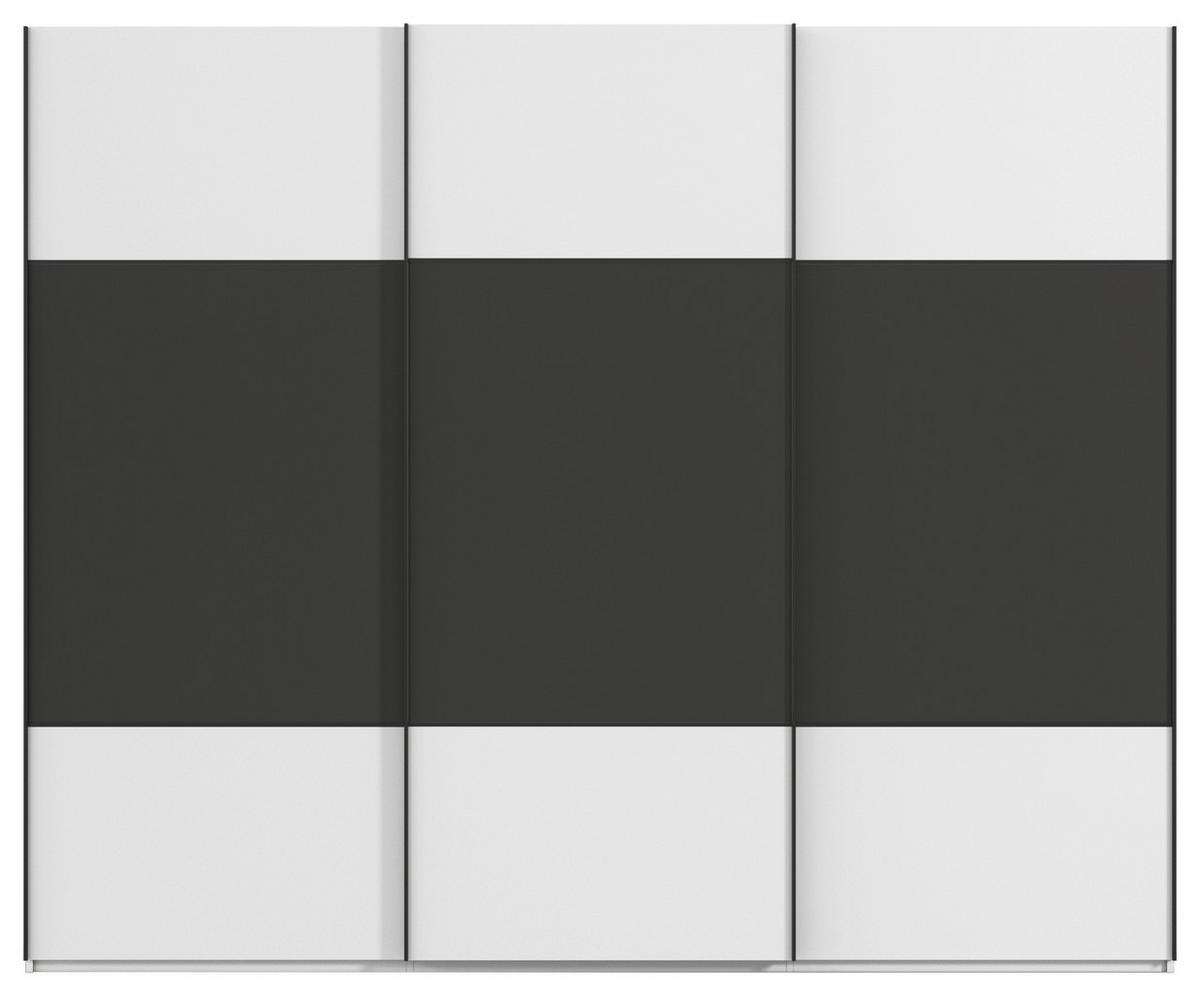 SCHWEBETÜRENSCHRANK 242/223/68 cm 3-türig Graphitfarben, Weiß  - Schwarz/Graphitfarben, KONVENTIONELL, Holzwerkstoff/Metall (242/223/68cm) - Novel