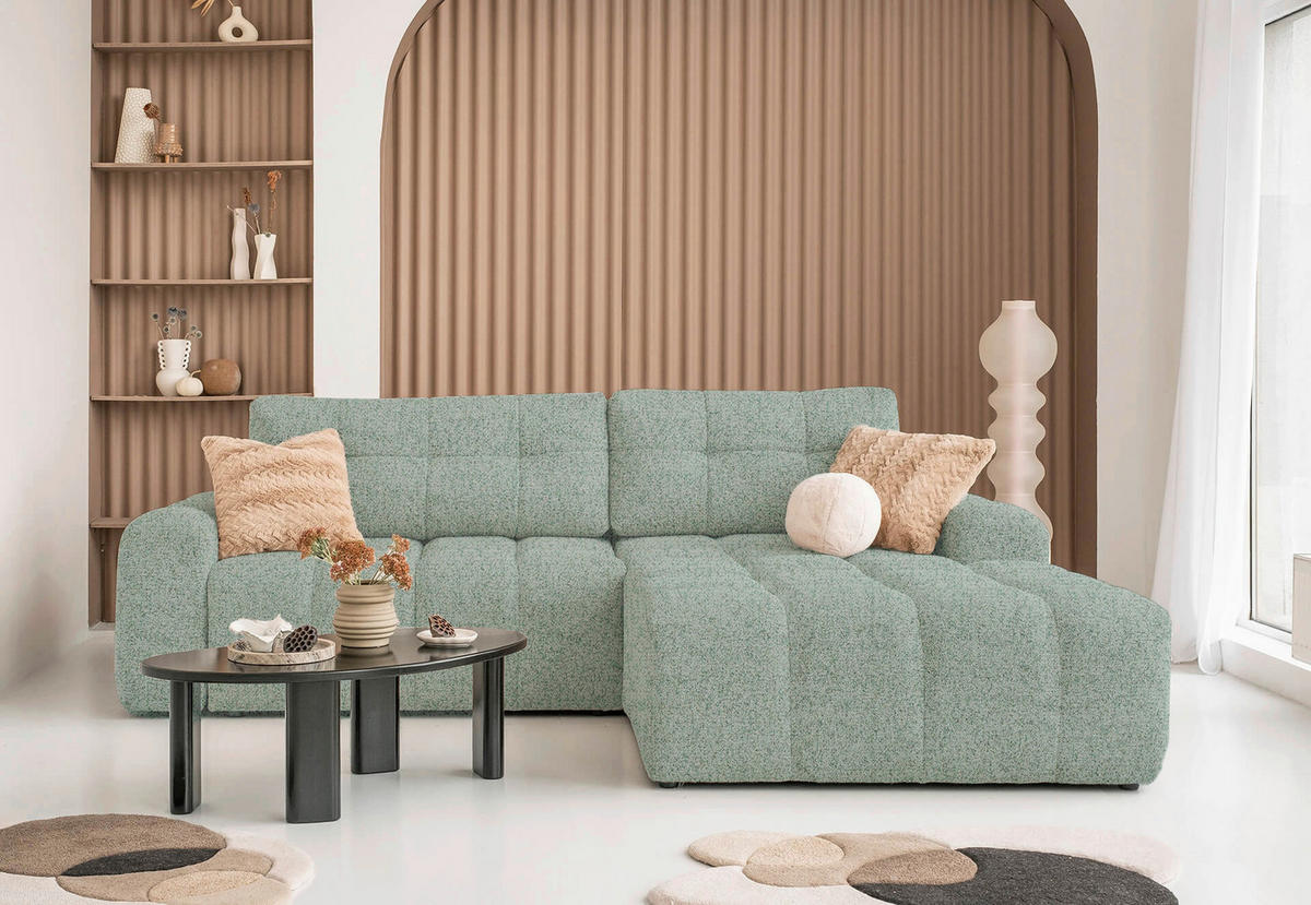 ECKSOFA  in Türkis  268/184 cm  - Türkis/Schwarz, Design, Kunststoff/Textil (268/184cm) - MID.YOU