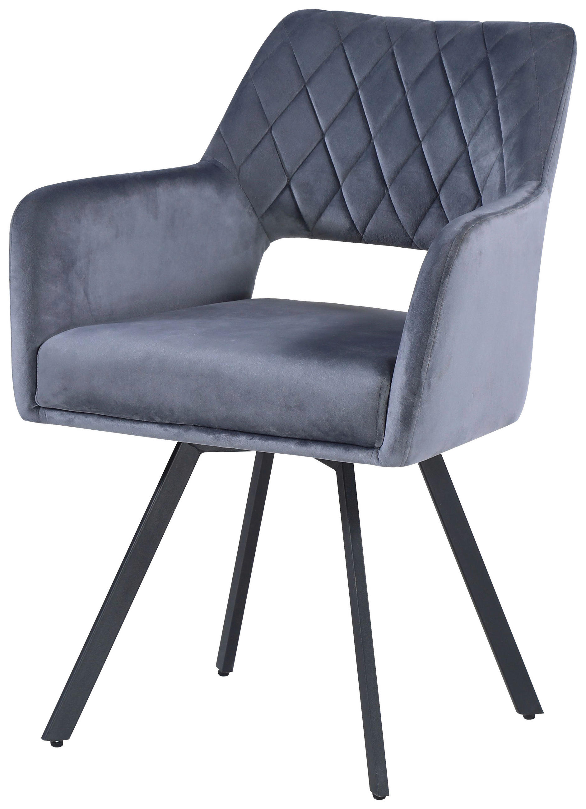 Vierfußstuhl Vicky Grau Gepolstert, Samt