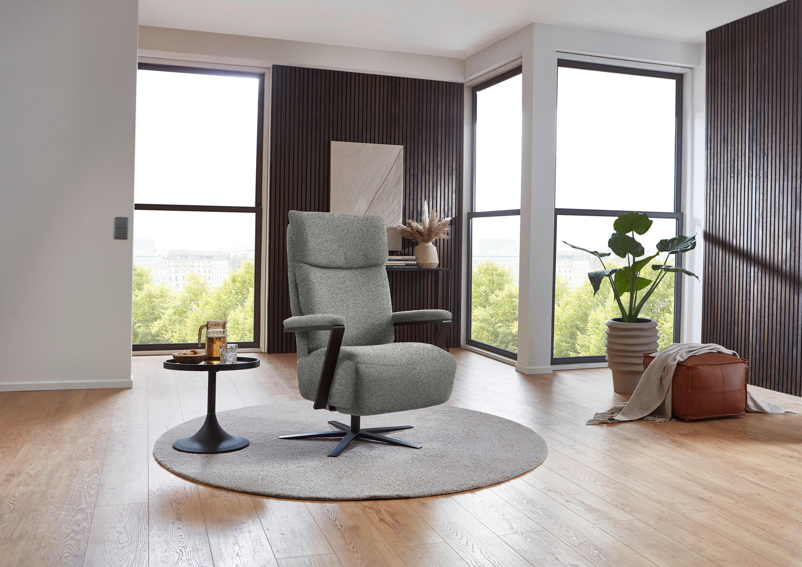 RELAXSESSEL in Textil Grau  - Schwarz/Grau, Design, Textil/Metall (68/117/85cm) - Cantus