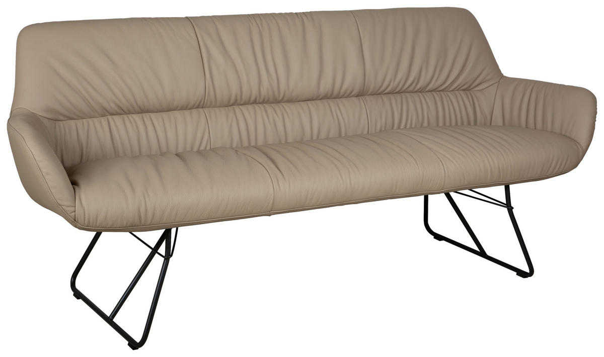 SITZBANK 201,5/87/67,5 cm Echtleder Schwarz, Taupe  - Taupe/Schwarz, Design, Leder/Metall (201,5/87/67,5cm) - Dieter Knoll